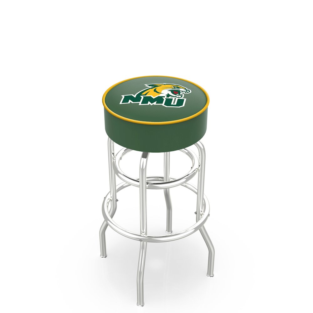 25" L7C1 - 4" Northern Michigan Cushion Seat with Double-Ring Chrome Base Swivel Bar Stool by Holland Bar Stool Company. Picture 1