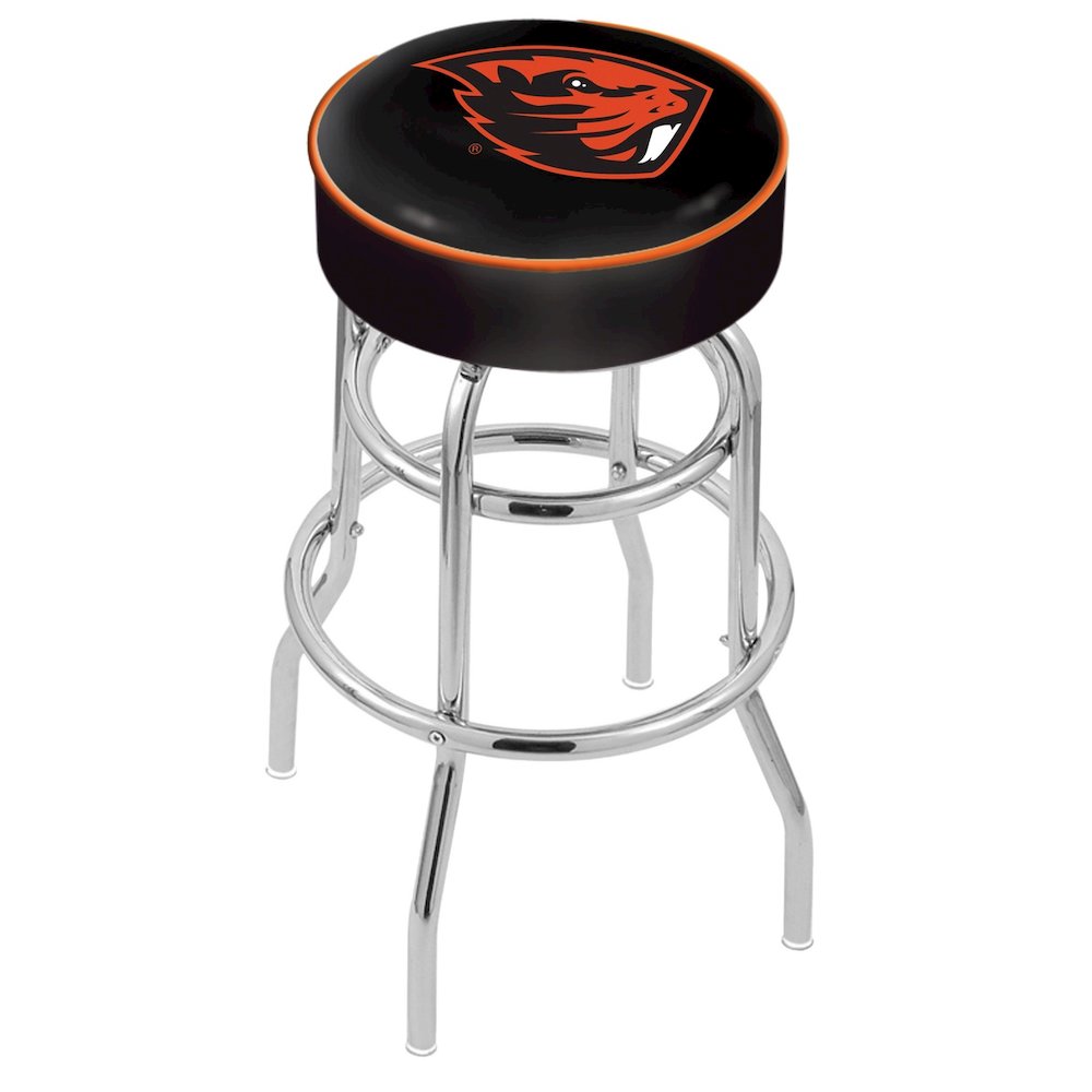 25" L7C1 - 4" Oregon State Cushion Seat with Double-Ring Chrome Base Swivel Bar Stool by Holland Bar Stool Company. Picture 1