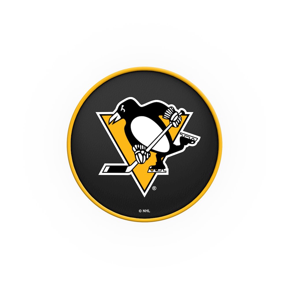 25" L7C1 - 4" Pittsburgh Penguins Cushion Seat with Double-Ring Chrome Base Swivel Bar Stool by Holland Bar Stool Company. Picture 2