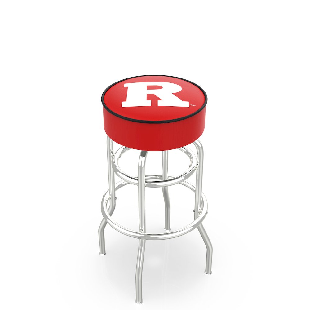 25" L7C1 - 4" Rutgers Cushion Seat with Double-Ring Chrome Base Swivel Bar Stool by Holland Bar Stool Company. Picture 1