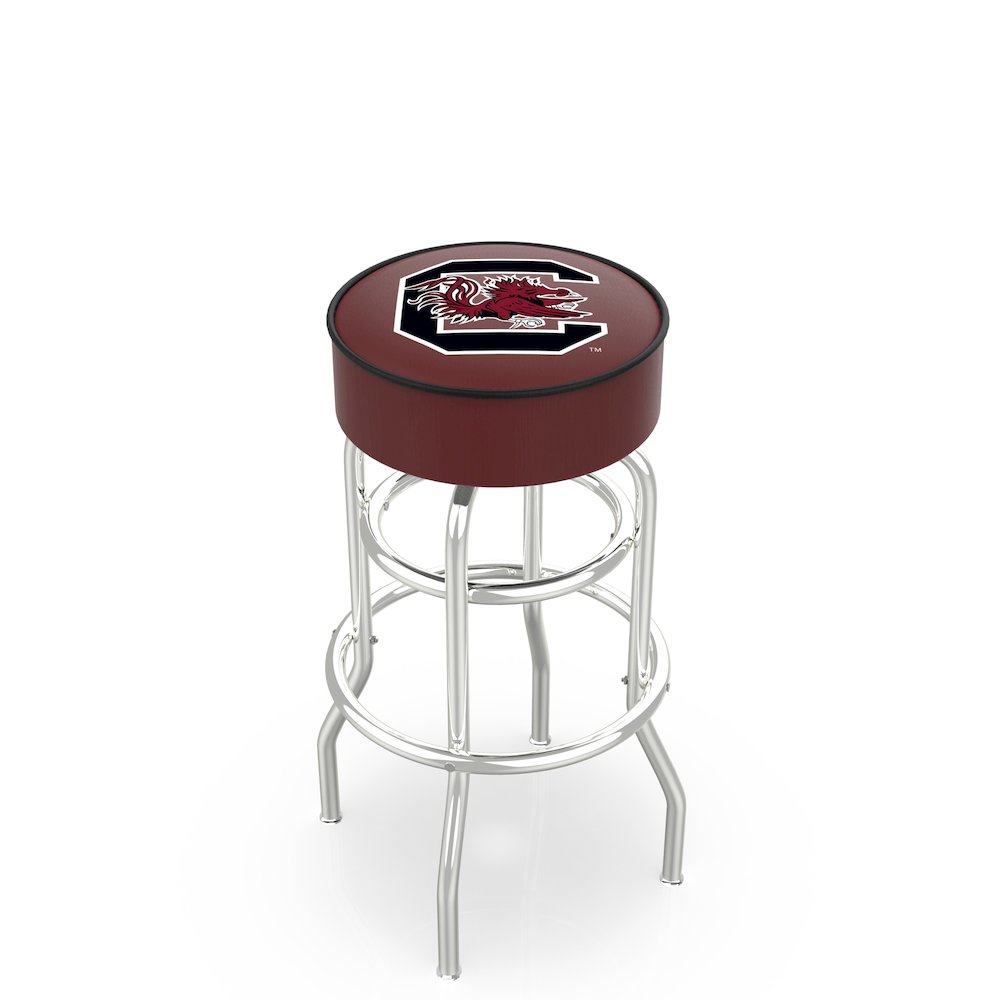 25" L7C1 - 4" South Carolina Cushion Seat with Double-Ring Chrome Base Swivel Bar Stool by Holland Bar Stool Company. Picture 1