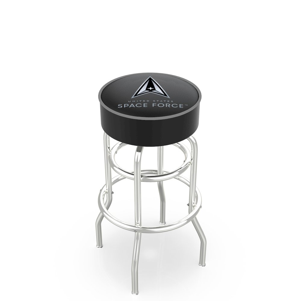 U.S. Space Force 25" Double-Ring Swivel Counter Stool with Chrome Finish. Picture 1
