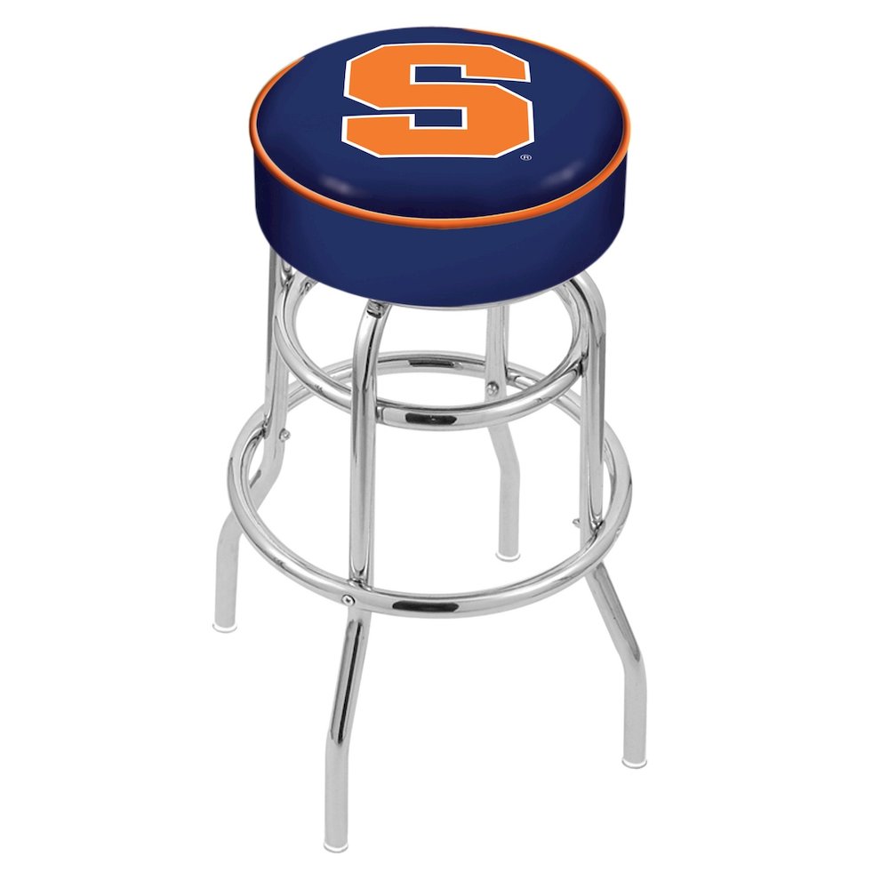 25" L7C1 - 4" Syracuse Cushion Seat with Double-Ring Chrome Base Swivel Bar Stool by Holland Bar Stool Company. Picture 1