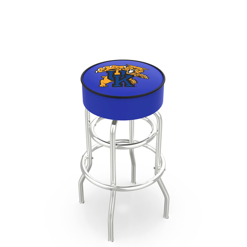 25" L7C1 - 4" Kentucky "Wildcat" Cushion Seat with Double-Ring Chrome Base Swivel Bar Stool by Holland Bar Stool Company. Picture 1