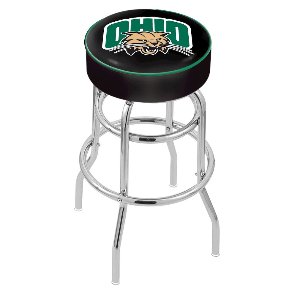 25" L7C1 - 4" Ohio University Cushion Seat with Double-Ring Chrome Base Swivel Bar Stool by Holland Bar Stool Company. Picture 1