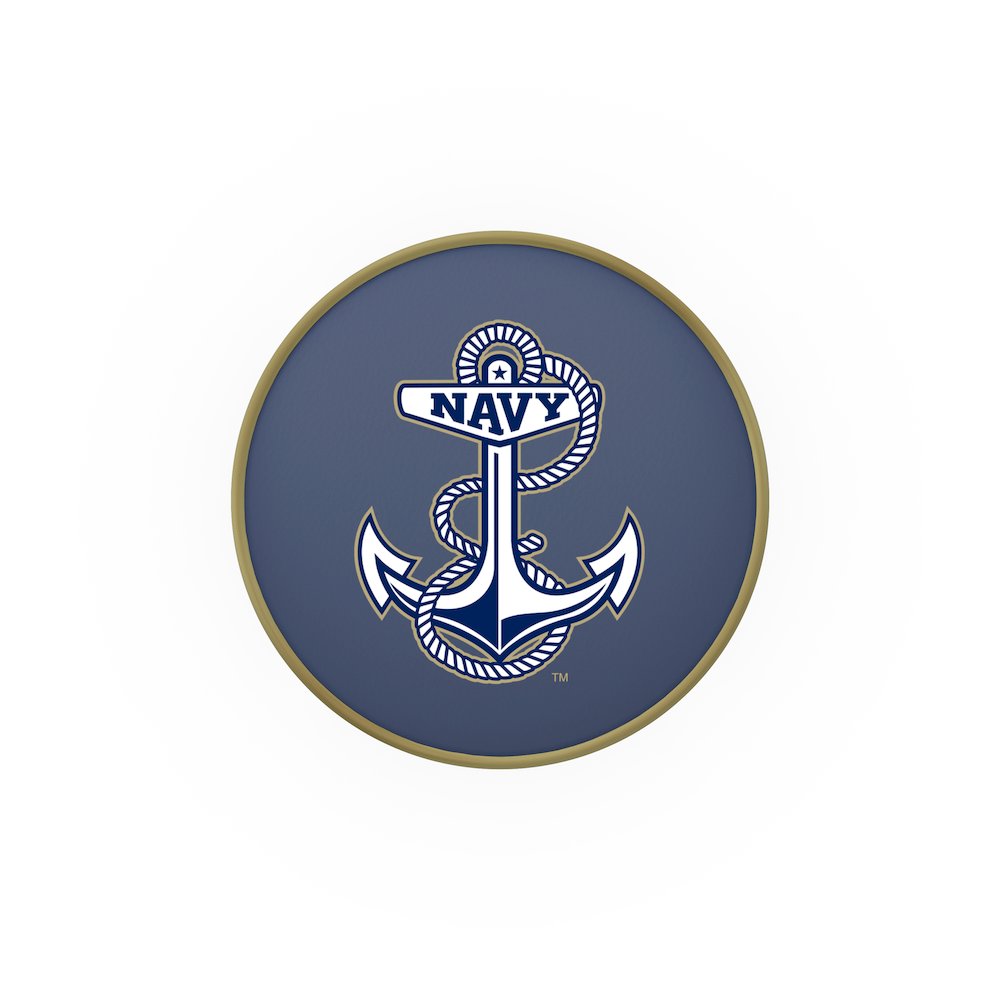 25" L7C1 - 4" US Naval Academy (NAVY) Cushion Seat with Double-Ring Chrome Base Swivel Bar Stool by Holland Bar Stool Company. Picture 2