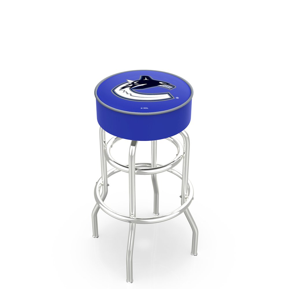 25" L7C1 - 4" Vancouver Canucks Cushion Seat with Double-Ring Chrome Base Swivel Bar Stool by Holland Bar Stool Company. Picture 1