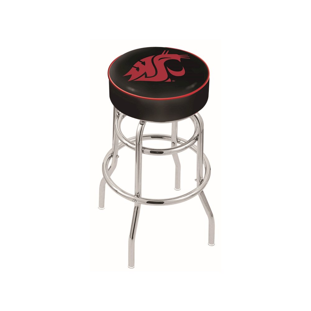 25" L7C1 - 4" Washington State Cushion Seat with Double-Ring Chrome Base Swivel Bar Stool by Holland Bar Stool Company. Picture 1
