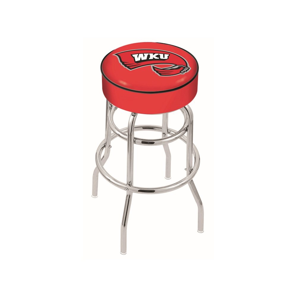25" L7C1 - 4" Western Kentucky Cushion Seat with Double-Ring Chrome Base Swivel Bar Stool by Holland Bar Stool Company. Picture 1