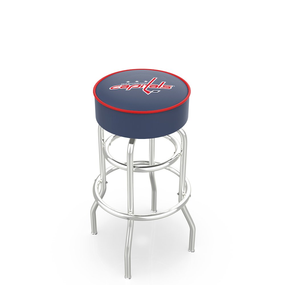 25" L7C1 - 4" Washington Capitals Cushion Seat with Double-Ring Chrome Base Swivel Bar Stool by Holland Bar Stool Company. Picture 1