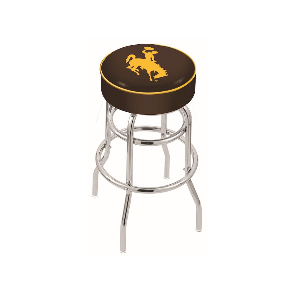 25" L7C1 - 4" Wyoming Cushion Seat with Double-Ring Chrome Base Swivel Bar Stool by Holland Bar Stool Company. Picture 1