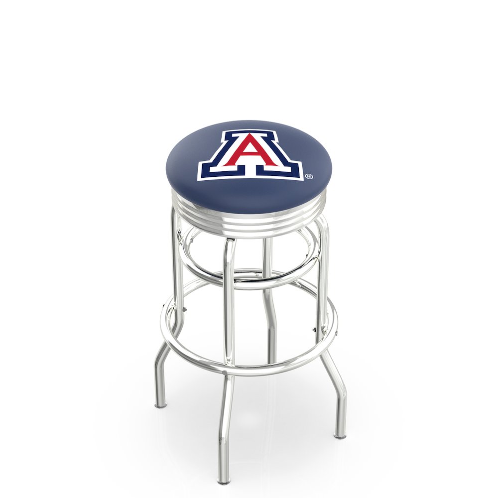 25" L7C3C - Chrome Double Ring Arizona Swivel Bar Stool with 2.5" Ribbed Accent Ring by Holland Bar Stool Company. Picture 1