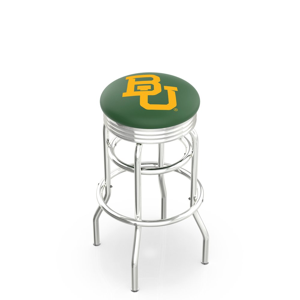 25" L7C3C - Chrome Double Ring Baylor Swivel Bar Stool with 2.5" Ribbed Accent Ring by Holland Bar Stool Company. Picture 1