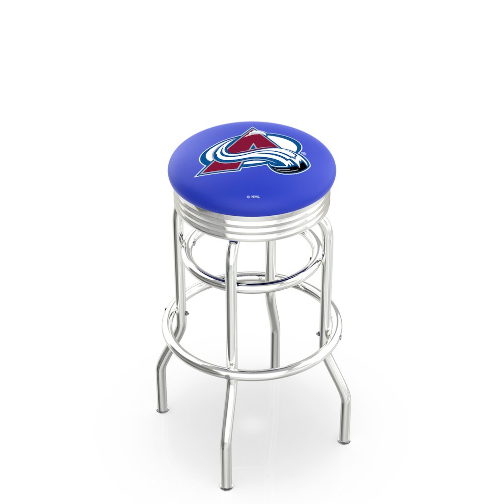 25" L7C3C - Chrome Double Ring Colorado Avalanche Swivel Bar Stool with 2.5" Ribbed Accent Ring by Holland Bar Stool Company. Picture 1