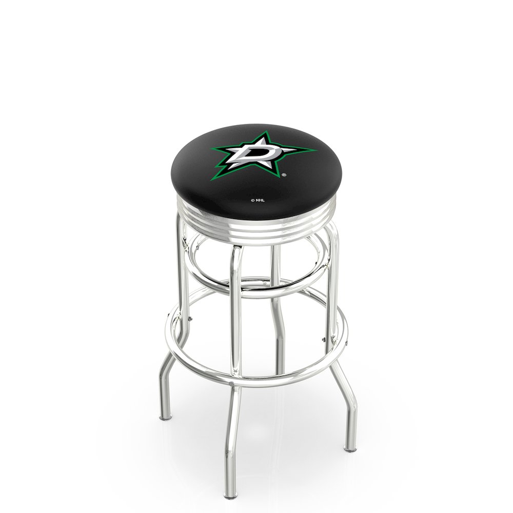 25" L7C3C - Chrome Double Ring Dallas Stars Swivel Bar Stool with 2.5" Ribbed Accent Ring by Holland Bar Stool Company. Picture 1