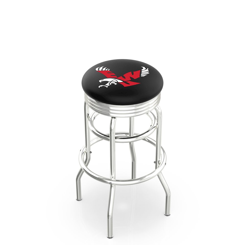 25" L7C3C - Chrome Double Ring Eastern Washington Swivel Bar Stool with 2.5" Ribbed Accent Ring by Holland Bar Stool Company. Picture 1
