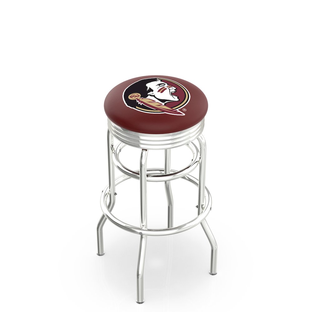 25" L7C3C - Chrome Double Ring Florida State (Head) Swivel Bar Stool with 2.5" Ribbed Accent Ring by Holland Bar Stool Company. Picture 1