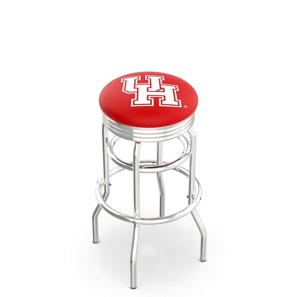 25" L7C3C - Chrome Double Ring Houston Swivel Bar Stool with 2.5" Ribbed Accent Ring by Holland Bar Stool Company. Picture 1