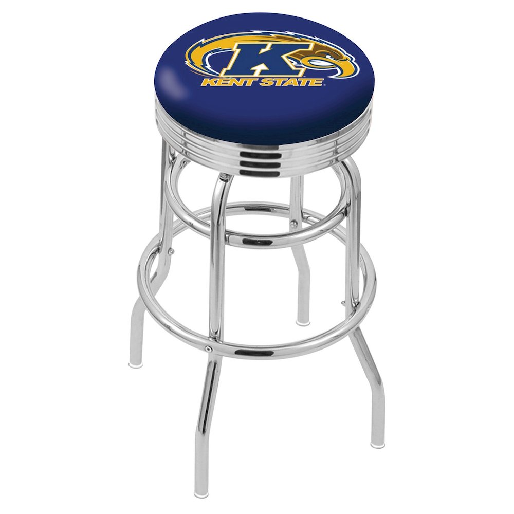 25" L7C3C - Chrome Double Ring Kent State Swivel Bar Stool with 2.5" Ribbed Accent Ring by Holland Bar Stool Company. Picture 1