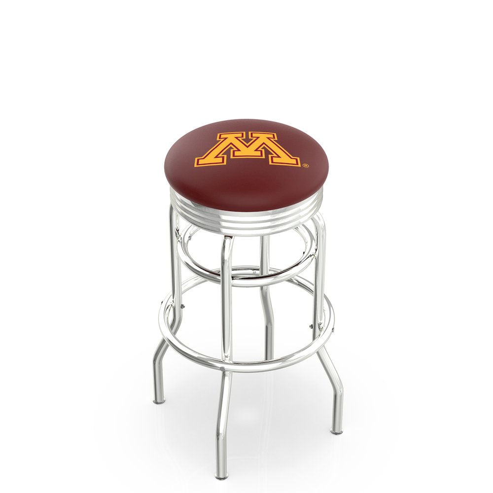 25" L7C3C - Chrome Double Ring Minnesota Swivel Bar Stool with 2.5" Ribbed Accent Ring by Holland Bar Stool Company. Picture 1