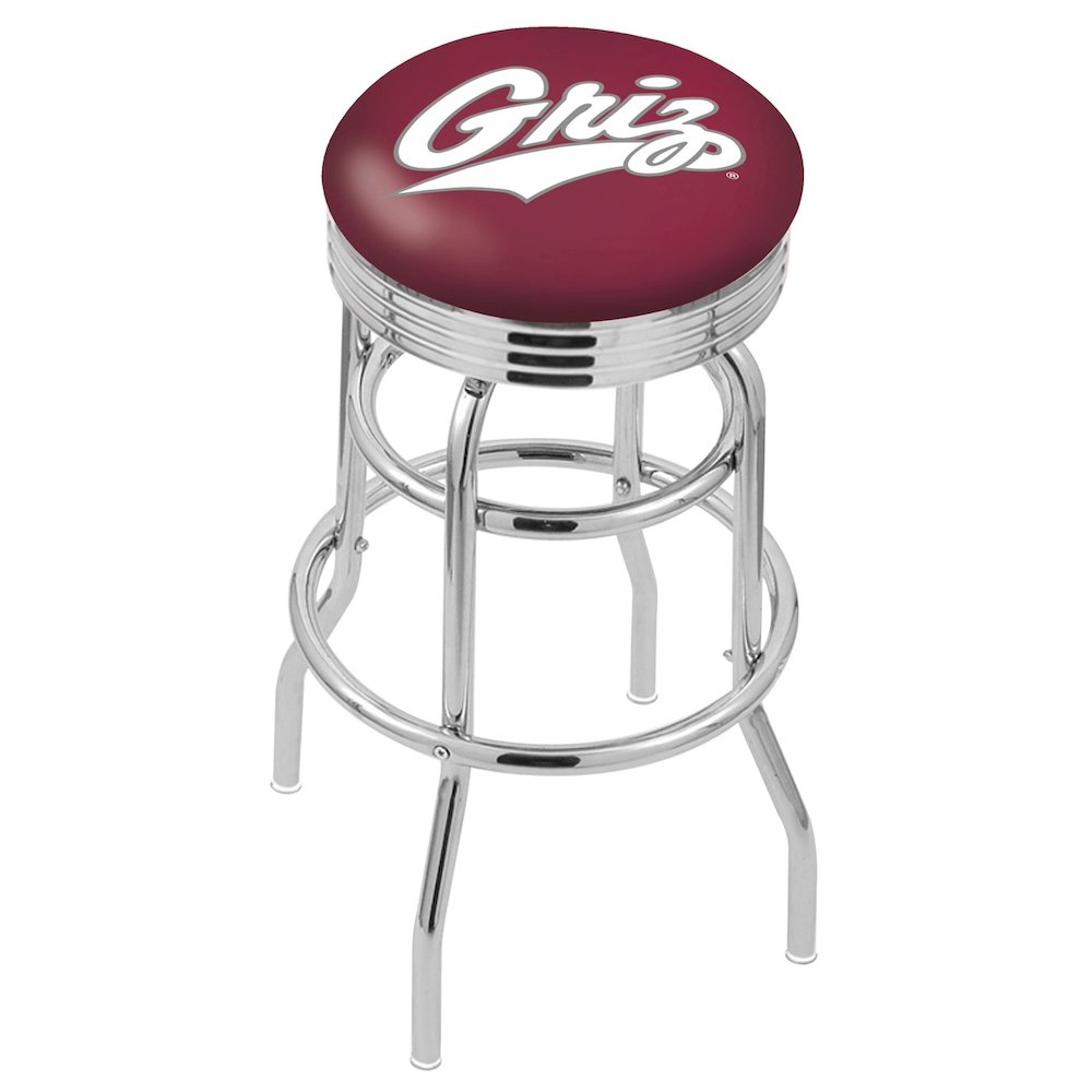 25" L7C3C - Chrome Double Ring Montana Swivel Bar Stool with 2.5" Ribbed Accent Ring by Holland Bar Stool Company. Picture 1