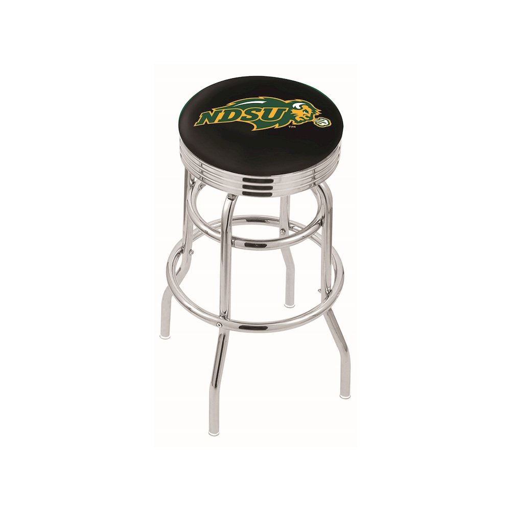 25" L7C3C - Chrome Double Ring North Dakota State Swivel Bar Stool with 2.5" Ribbed Accent Ring by Holland Bar Stool Company. Picture 1
