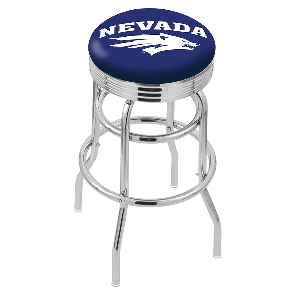 25" L7C3C - Chrome Double Ring Nevada Swivel Bar Stool with 2.5" Ribbed Accent Ring by Holland Bar Stool Company. Picture 1