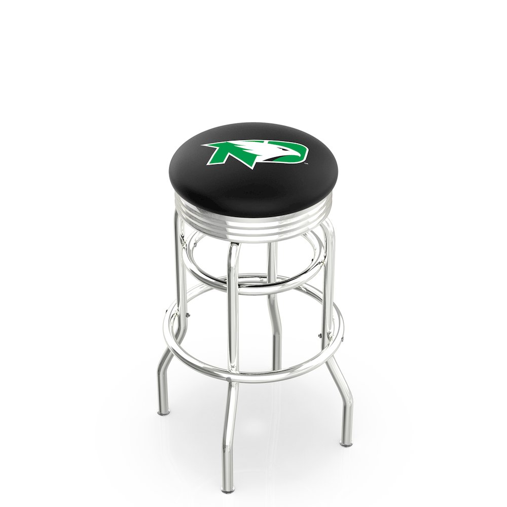 25" L7C3C - Chrome Double Ring North Dakota Swivel Bar Stool with 2.5" Ribbed Accent Ring by Holland Bar Stool Company. Picture 1