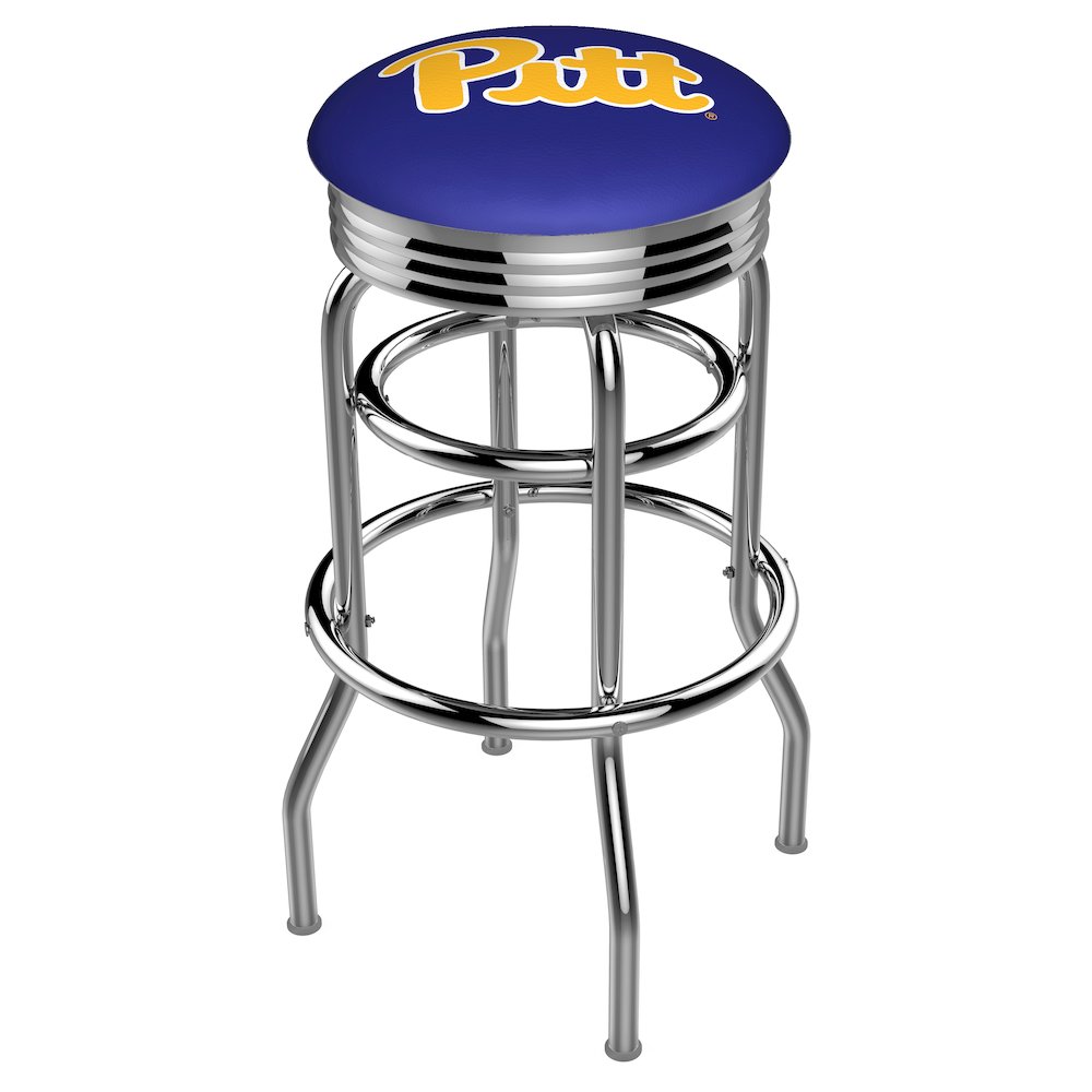 25" L7C3C - Chrome Double Ring Pitt Swivel Bar Stool with 2.5" Ribbed Accent Ring by Holland Bar Stool Company. Picture 1