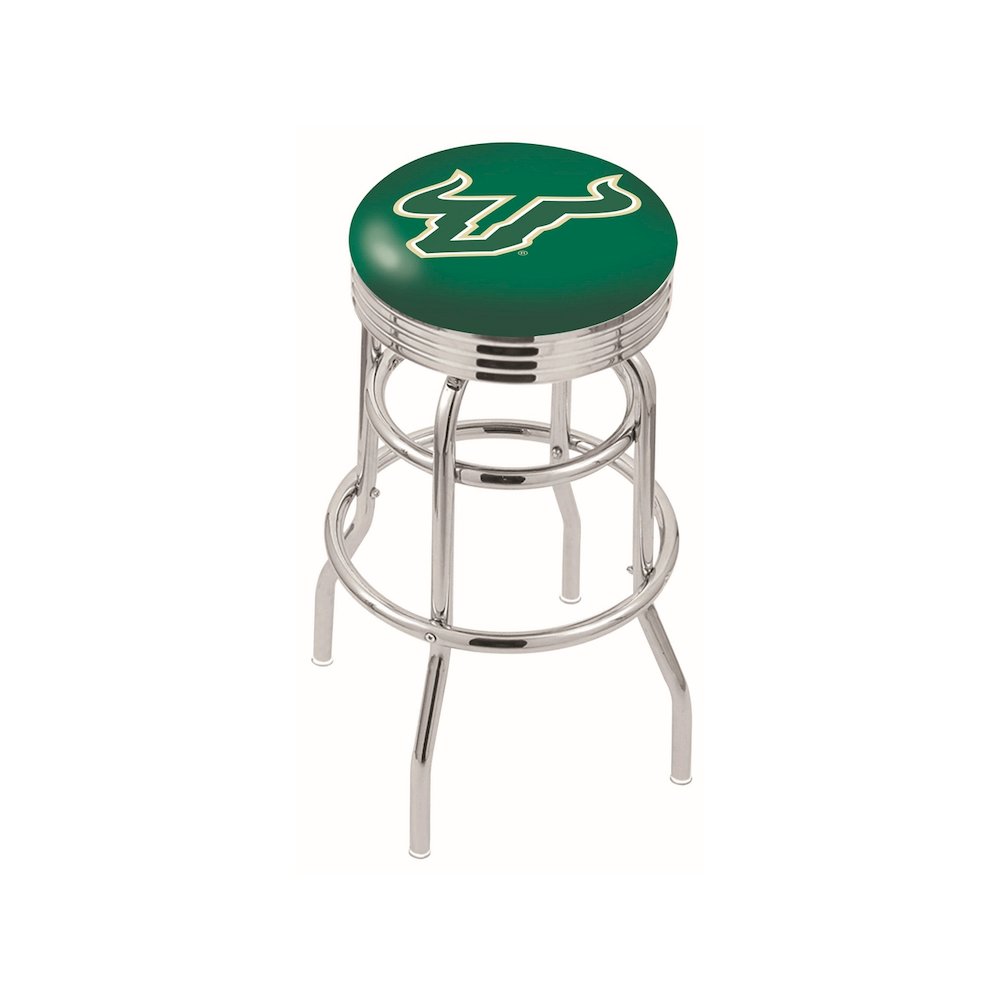 25" L7C3C - Chrome Double Ring South Florida Swivel Bar Stool with 2.5" Ribbed Accent Ring by Holland Bar Stool Company. Picture 1