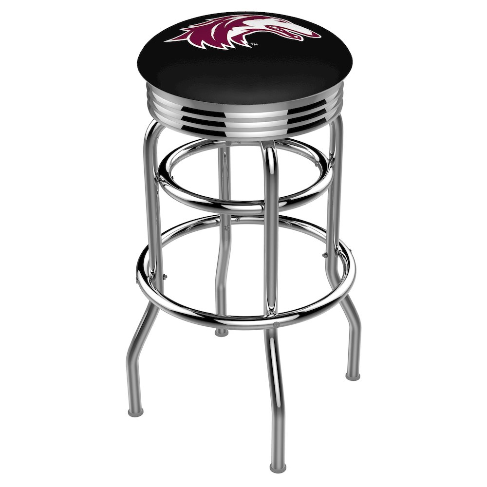 25" L7C3C - Chrome Double Ring Southern Illinois Swivel Bar Stool with 2.5" Ribbed Accent Ring by Holland Bar Stool Company. Picture 1