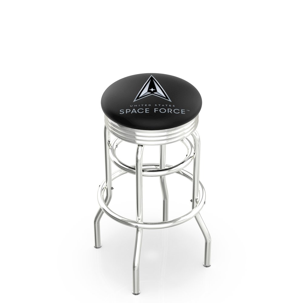 U.S. Space Force 25" Double-Ring Swivel Counter Stool with Chrome Finish. Picture 1