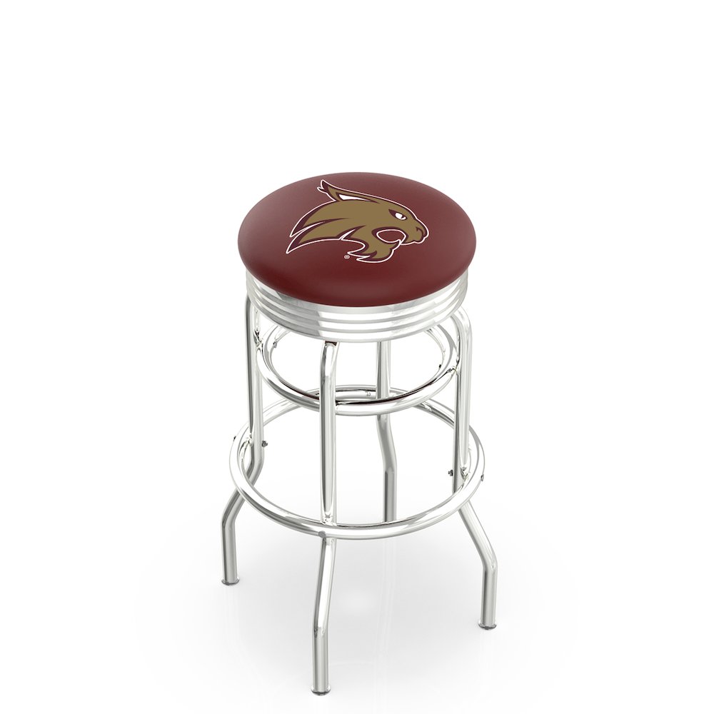 25" L7C3C - Chrome Double Ring Texas State Swivel Bar Stool with 2.5" Ribbed Accent Ring by Holland Bar Stool Company. Picture 1