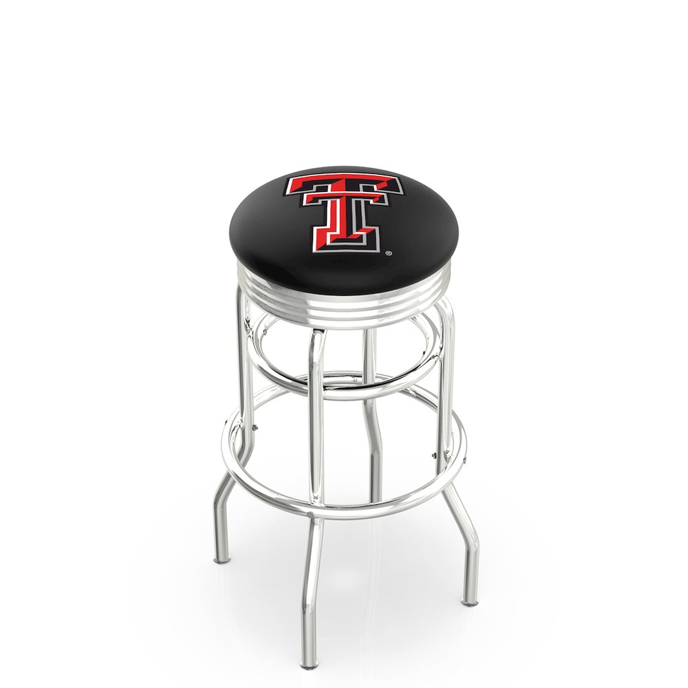 25" L7C3C - Chrome Double Ring Texas Tech Swivel Bar Stool with 2.5" Ribbed Accent Ring by Holland Bar Stool Company. Picture 1