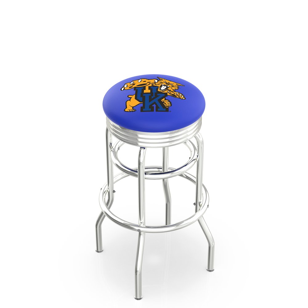 25" L7C3C - Chrome Double Ring Kentucky "Wildcat" Swivel Bar Stool with 2.5" Ribbed Accent Ring by Holland Bar Stool Company. Picture 1