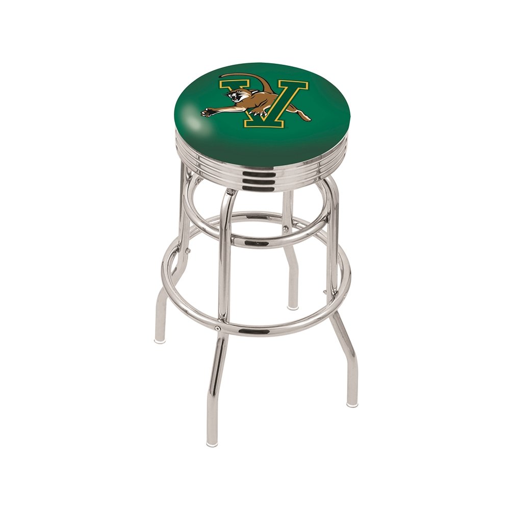 25" L7C3C - Chrome Double Ring Vermont Swivel Bar Stool with 2.5" Ribbed Accent Ring by Holland Bar Stool Company. Picture 1