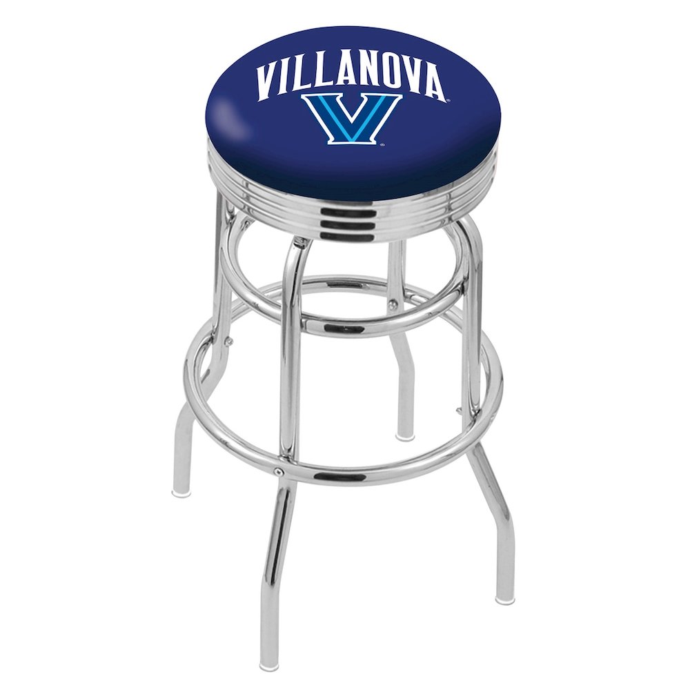25" L7C3C - Chrome Double Ring Villanova Swivel Bar Stool with 2.5" Ribbed Accent Ring by Holland Bar Stool Company. Picture 1