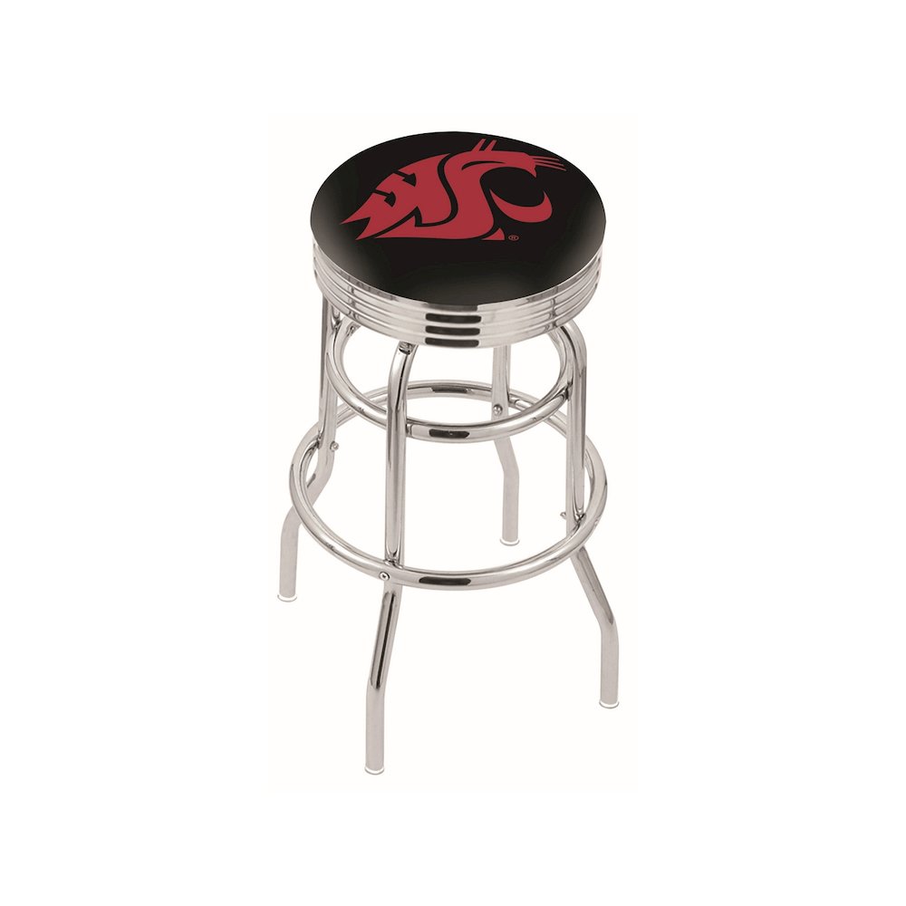 25" L7C3C - Chrome Double Ring Washington State Swivel Bar Stool with 2.5" Ribbed Accent Ring by Holland Bar Stool Company. Picture 1