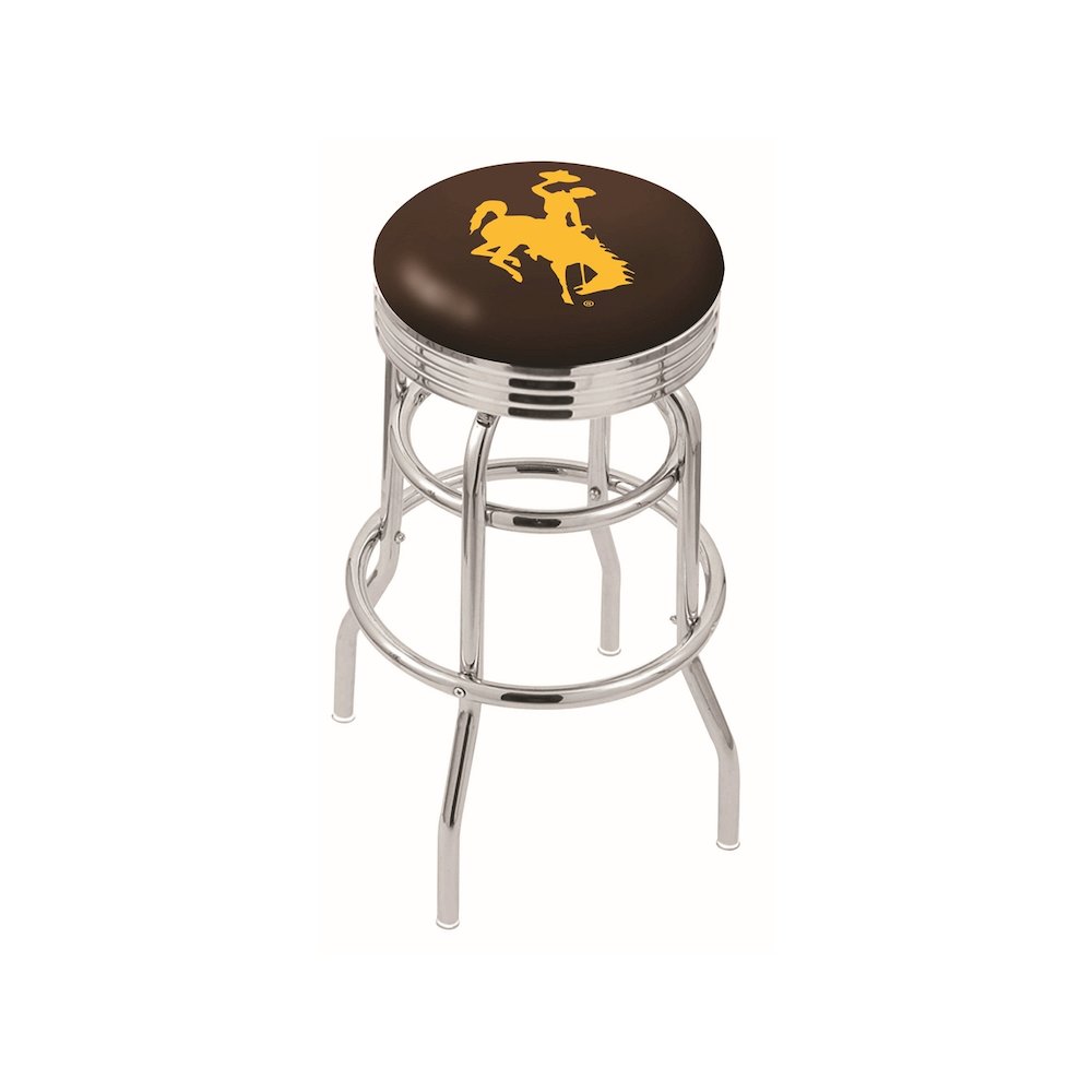25" L7C3C - Chrome Double Ring Wyoming Swivel Bar Stool with 2.5" Ribbed Accent Ring by Holland Bar Stool Company. Picture 1