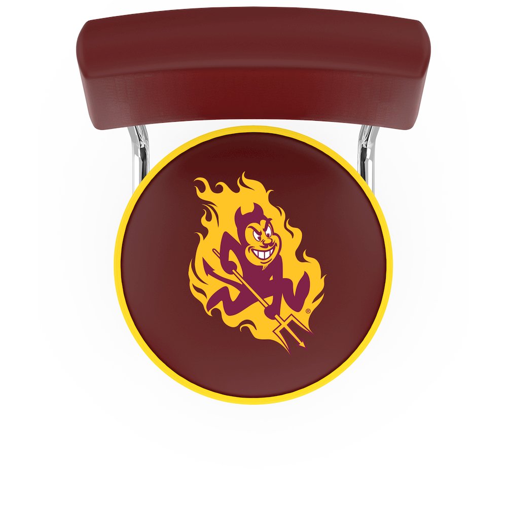 25" L7C4 - Chrome Double Ring Arizona State Swivel Bar Stool with a Back and Sparky Logo by Holland Bar Stool Company. Picture 2