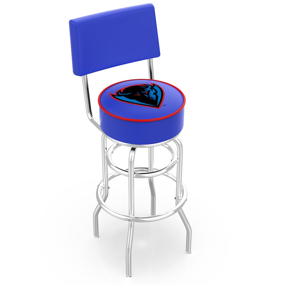25" L7C4 - Chrome Double Ring DePaul Swivel Bar Stool with a Back by Holland Bar Stool Company. Picture 1