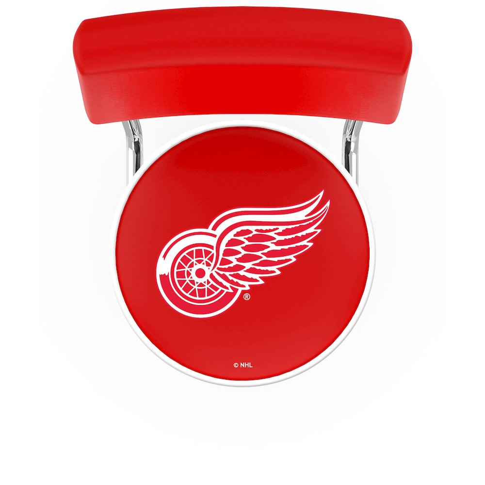 25" L7C4 - Chrome Double Ring Detroit Red Wings Swivel Bar Stool with a Back by Holland Bar Stool Company. Picture 2