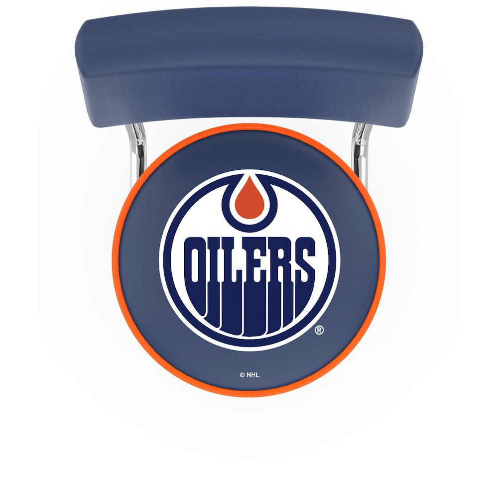 25" L7C4 - Chrome Double Ring Edmonton Oilers Swivel Bar Stool with a Back by Holland Bar Stool Company. Picture 2