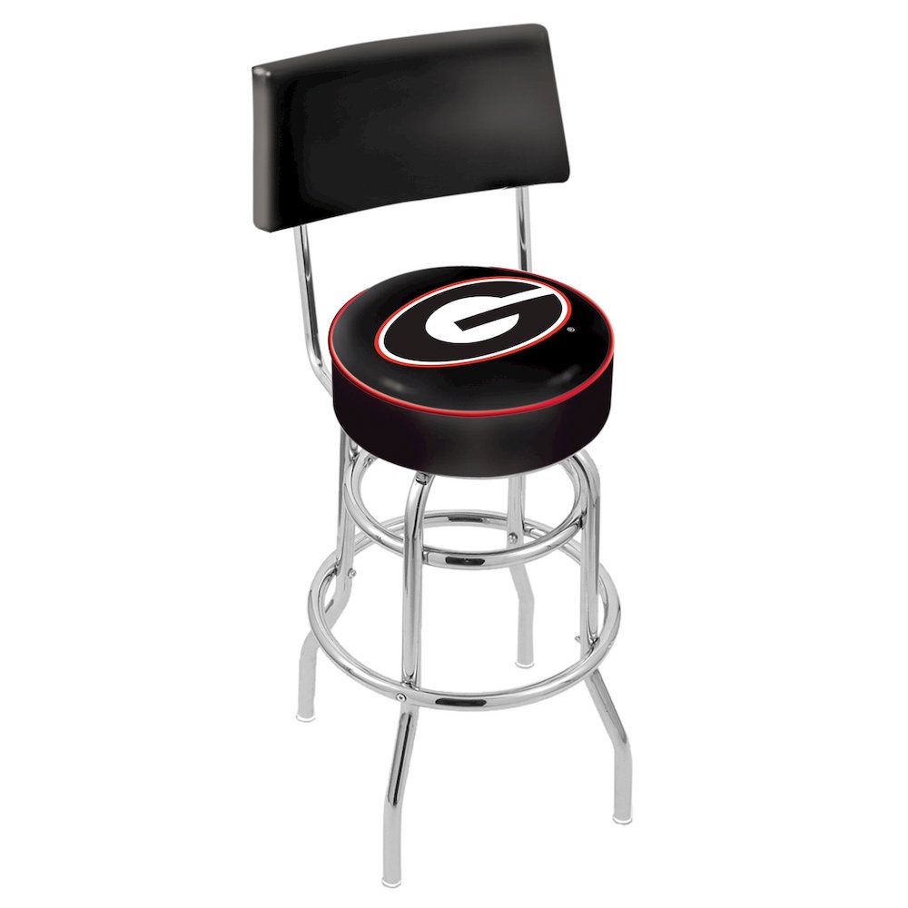 25" L7C4 - Chrome Double Ring Georgia "G" Swivel Bar Stool with a Back by Holland Bar Stool Company. Picture 1