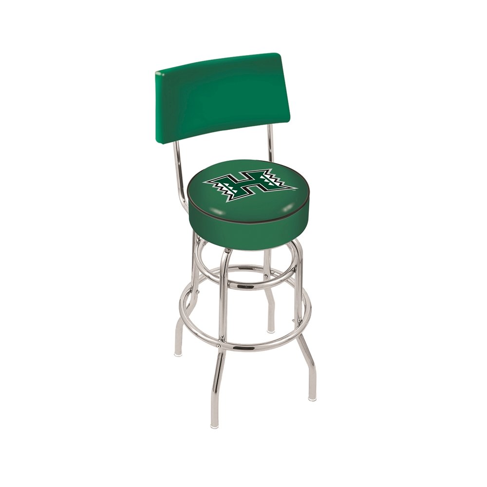 25" L7C4 - Chrome Double Ring Hawaii Swivel Bar Stool with a Back by Holland Bar Stool Company. Picture 1