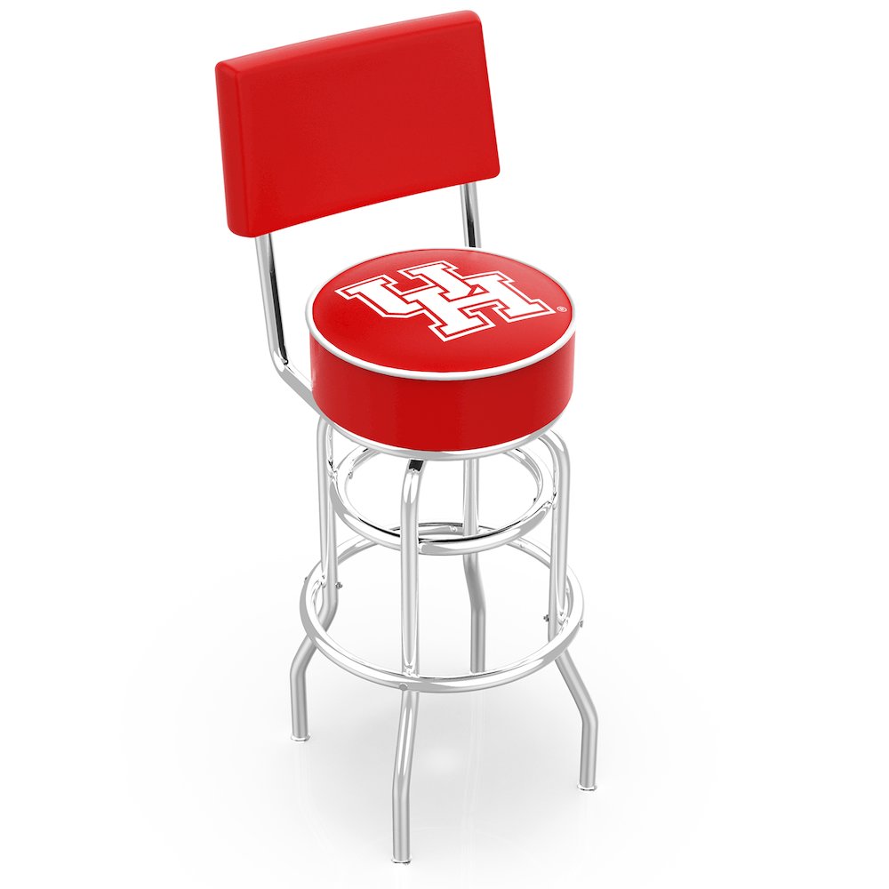 25" L7C4 - Chrome Double Ring Houston Swivel Bar Stool with a Back by Holland Bar Stool Company. Picture 1