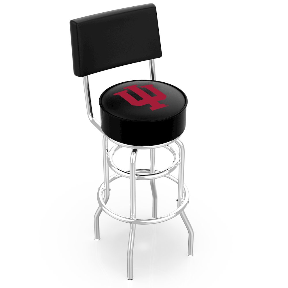 25" L7C4 - Chrome Double Ring Indiana Swivel Bar Stool with a Back by Holland Bar Stool Company. Picture 1
