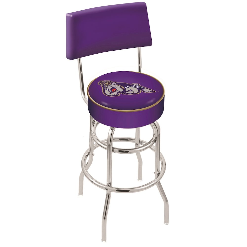 25" L7C4 - Chrome Double Ring James Madison Swivel Bar Stool with a Back by Holland Bar Stool Company. Picture 1
