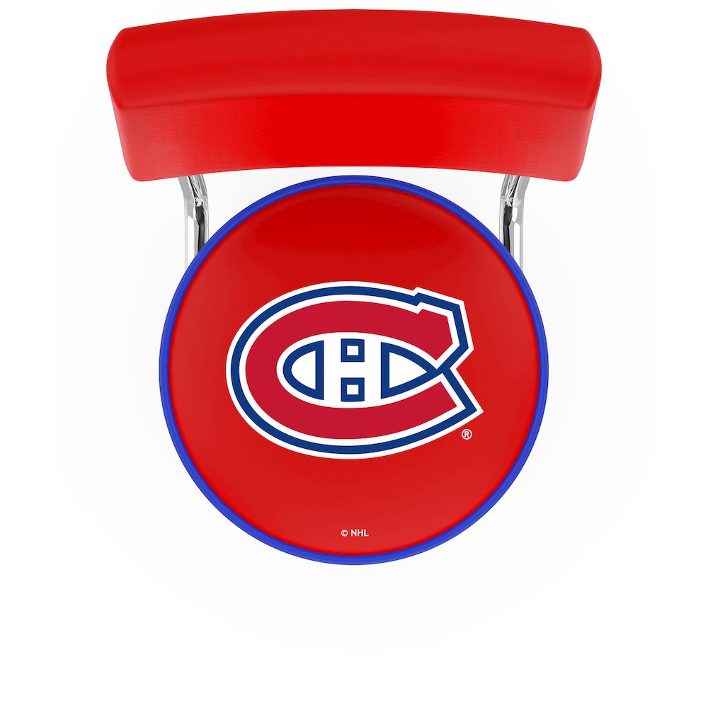 25" L7C4 - Chrome Double Ring Montreal Canadiens Swivel Bar Stool with a Back by Holland Bar Stool Company. Picture 2