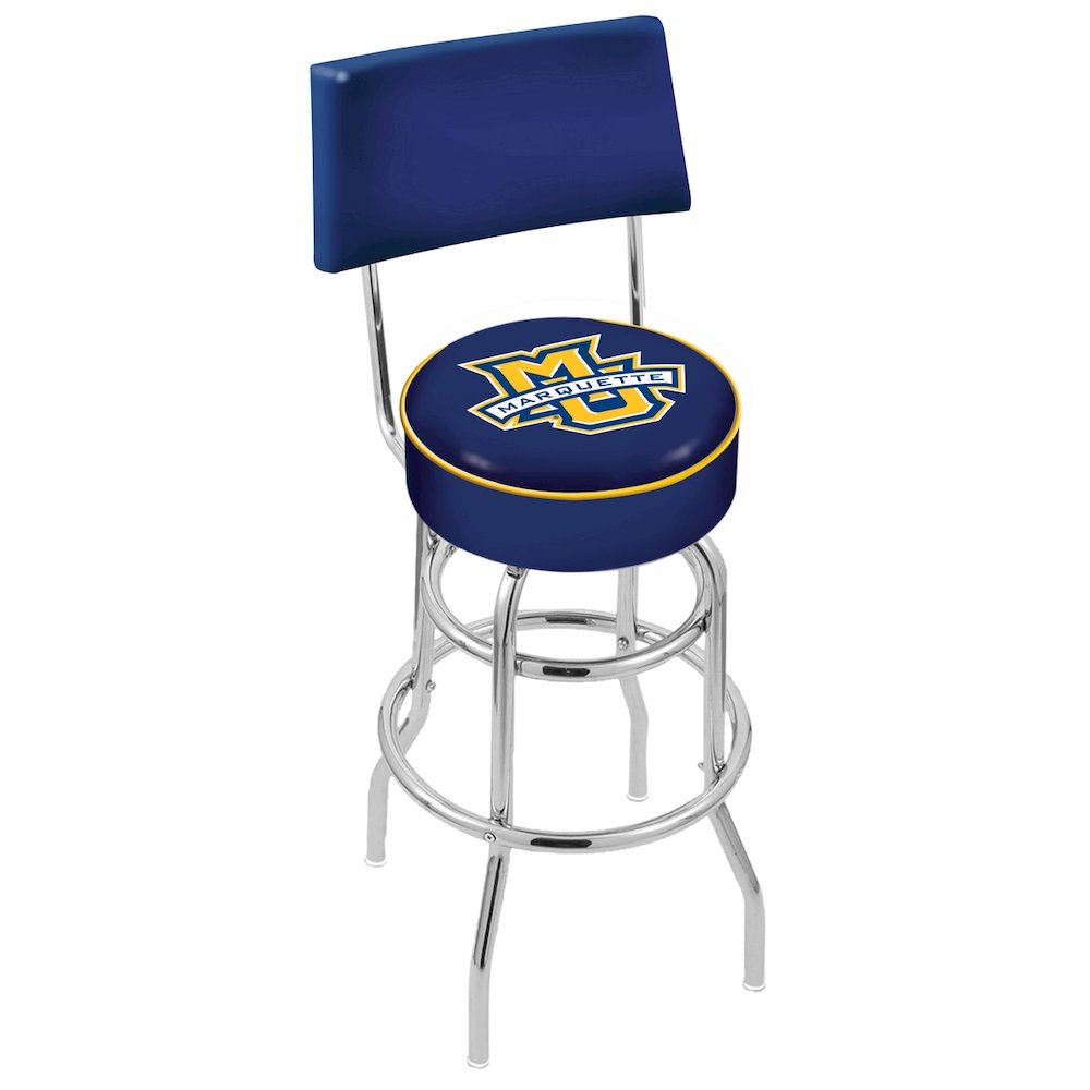 25" L7C4 - Chrome Double Ring Marquette Swivel Bar Stool with a Back by Holland Bar Stool Company. Picture 1